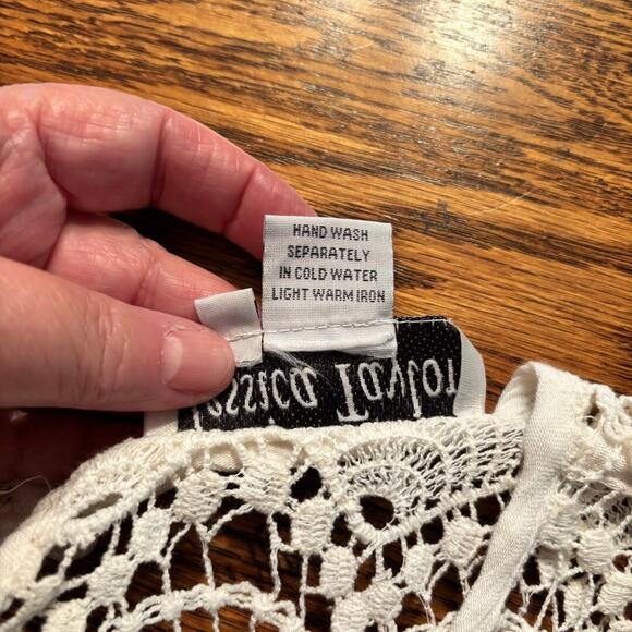 Jessica Taylor White Embroidered Dress/Beach Coverup Size L Boho Peasant - Picture 5 of 10